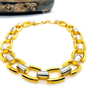Vintage Ann Taylor Mixed Metal Link Statement Necklace